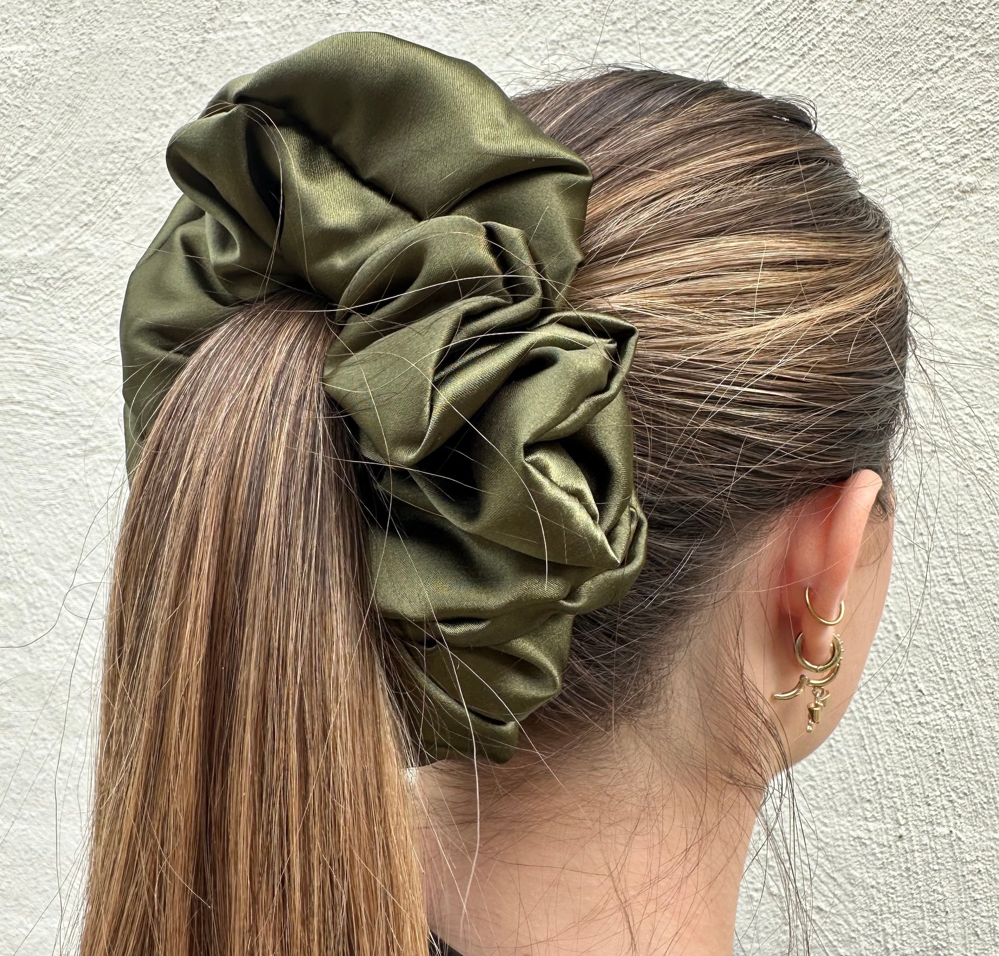 XL Satin Scrunchie Olive image 1
